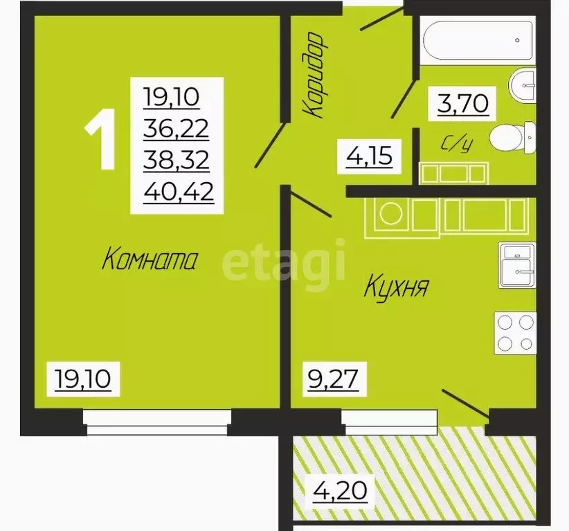 1-к кв. Смоленская область, Смоленск ул. Звездная, 2А (40.0 м) - Фото 2