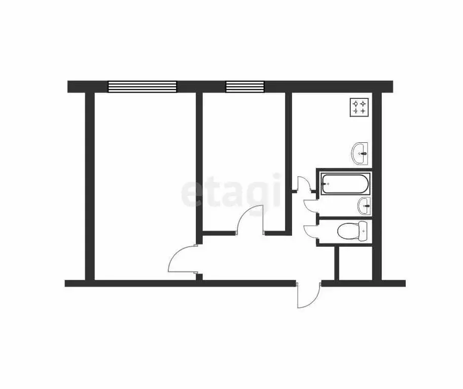2-комнатная квартира: село Хуторка, Молодёжная улица, 7 (41.9 м) - Фото 1
