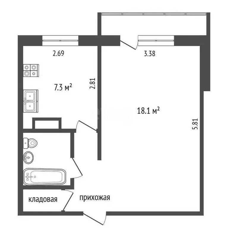 1-комнатная квартира: Вологда, Воркутинская улица, 16А (34.4 м) - Фото 0
