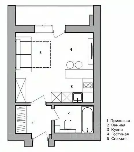 Студия Краснодарский край, Анапа Владимирская ул., 154к2 (29.3 м) - Фото 2
