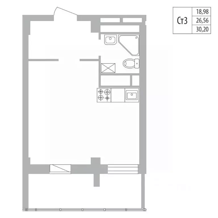 1-к кв. Татарстан, Набережные Челны ул. Раскольникова, 22 (30.2 м) - Фото 0