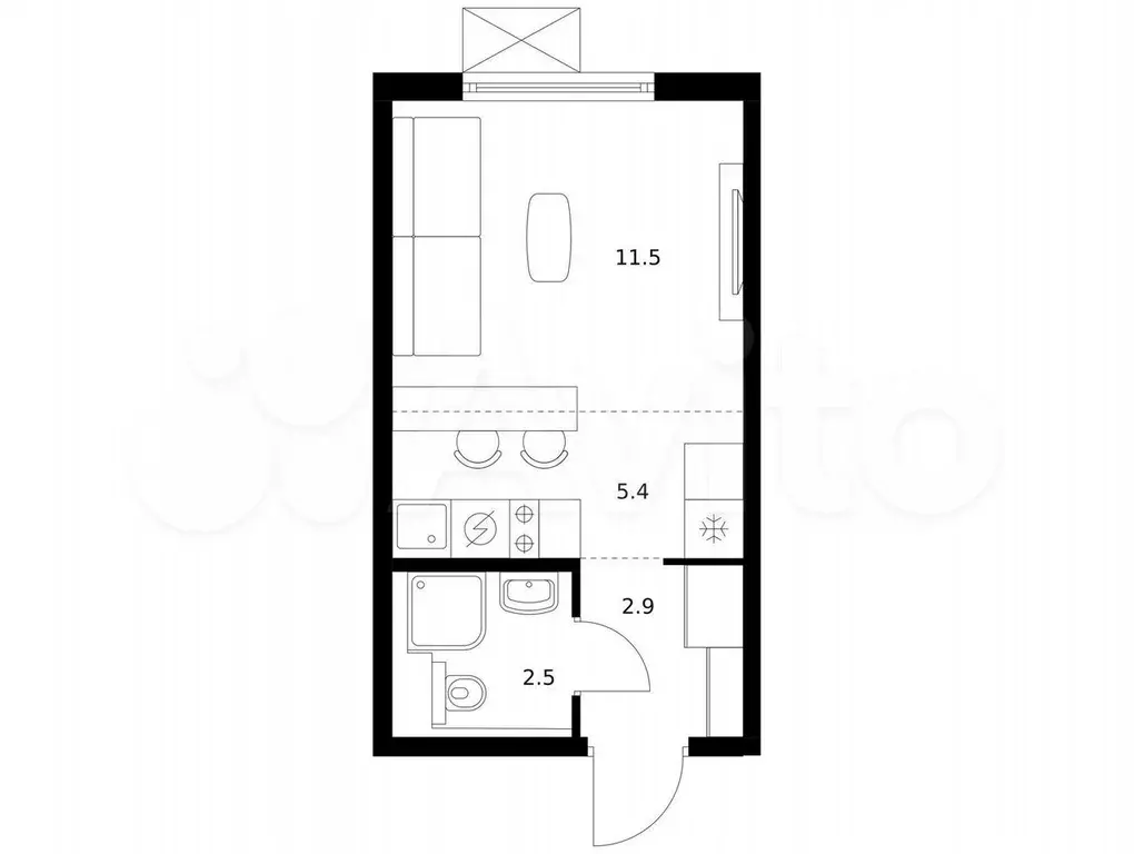 Квартира-студия, 22,3 м, 8/9 эт. - Фото 0