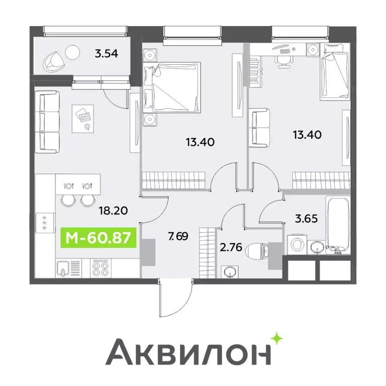 3-к кв. Санкт-Петербург ул. Среднерогатская, 11к2 (60.87 м) - Фото 0