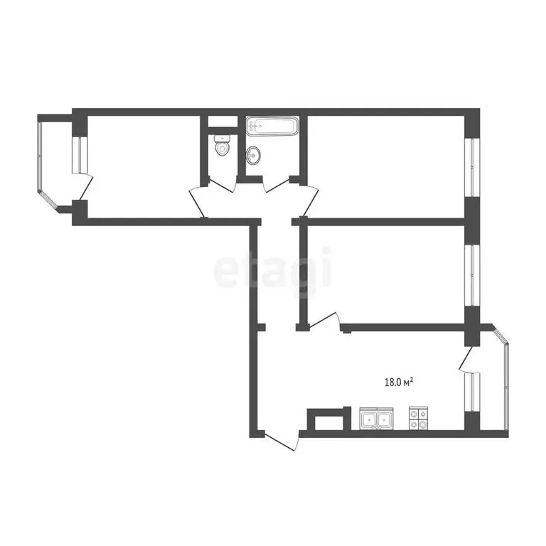 3-комнатная квартира: Тюмень, улица Федюнинского, 60к2 (92.3 м) - Фото 0