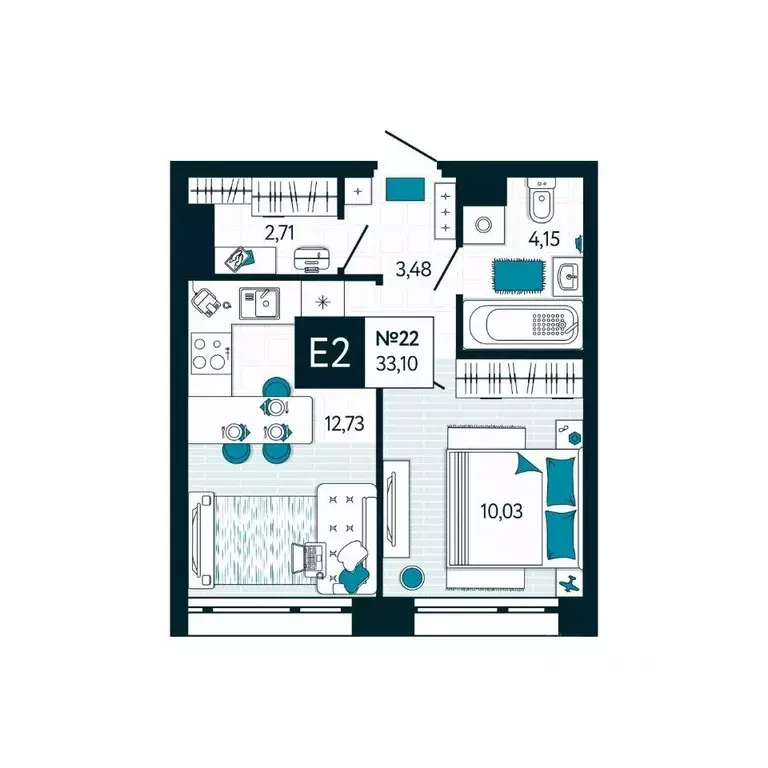 1-к кв. Тульская область, Тула ул. Чмутова, 158Д (33.1 м) - Фото 1