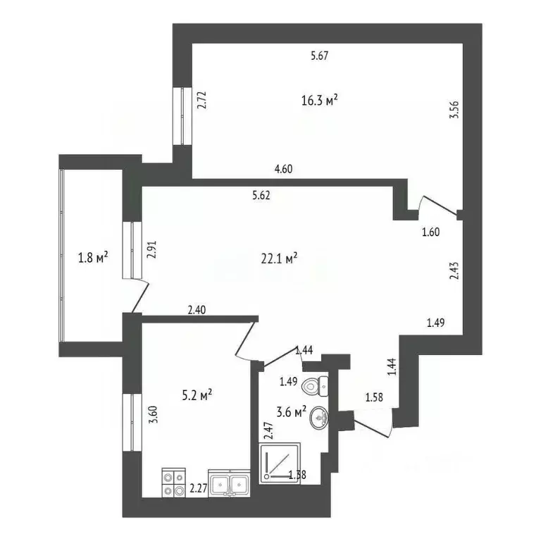 2-к кв. Крым, Евпатория просп. Победы, 63 (64.6 м) - Фото 1