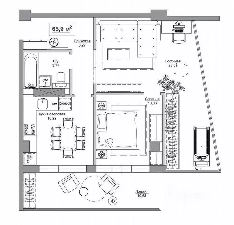 Квартира, 3 комнаты, 65.9 м - Фото 1