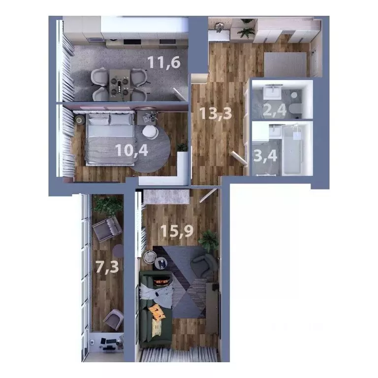2-к кв. Татарстан, Набережные Челны ул. Раскольникова, 22 (60.7 м) - Фото 1