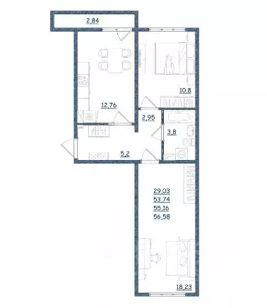 2-к кв. Тверская область, Тверь Новочеркасская ул., 49 (56.58 м) - Фото 1