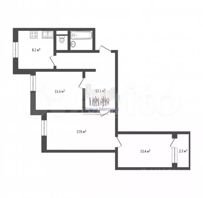 3-к. квартира, 67 м, 3/6 эт. - Фото 0