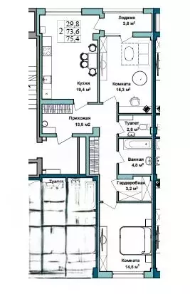 2-к кв. Севастополь ул. Степаняна, 2Б (75.4 м) - Фото 2