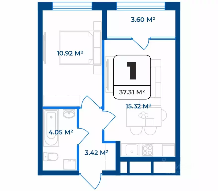 1-к кв. Рязанская область, Рязань Телецентр жилрайон,  (37.31 м) - Фото 1