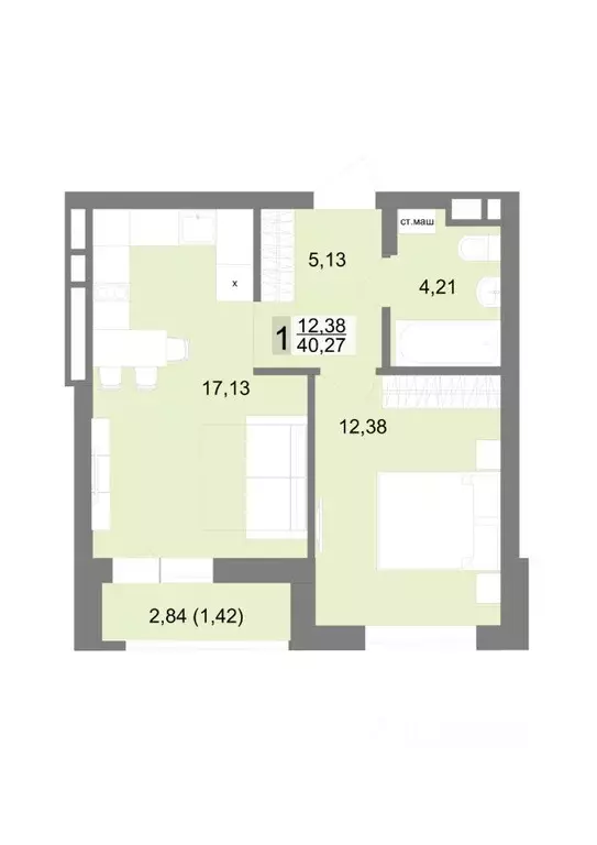 1-к кв. Свердловская область, Екатеринбург ул. Тенистая, 8с5 (40.27 м) - Фото 1