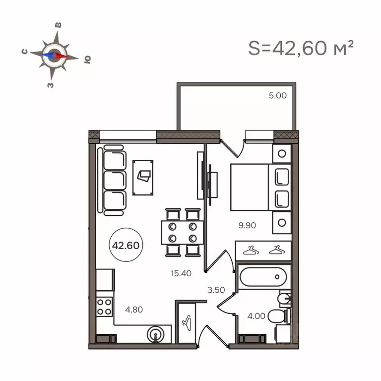 2-к кв. Карелия, Петрозаводск Мичуринская ул., 34 (42.1 м) - Фото 0