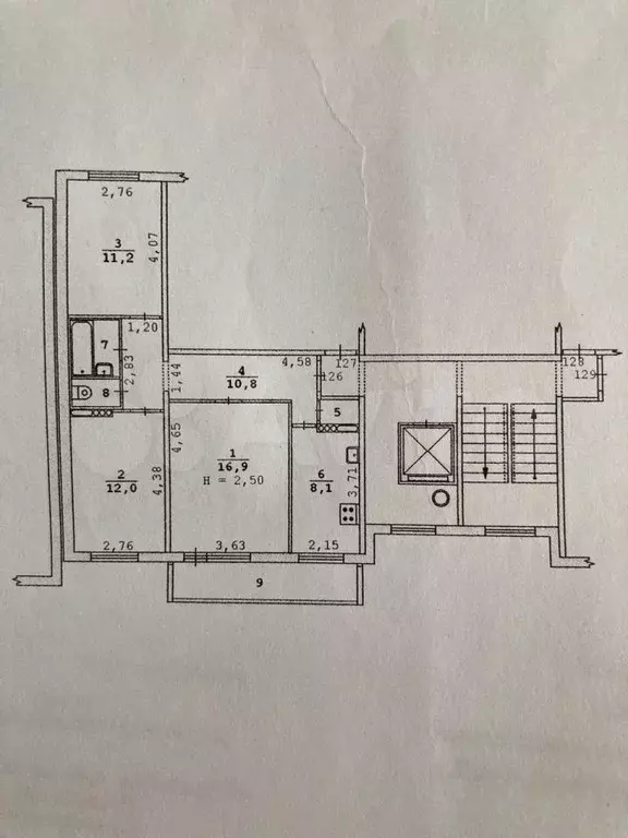 3-к. квартира, 63,9 м, 8/9 эт. - Фото 0