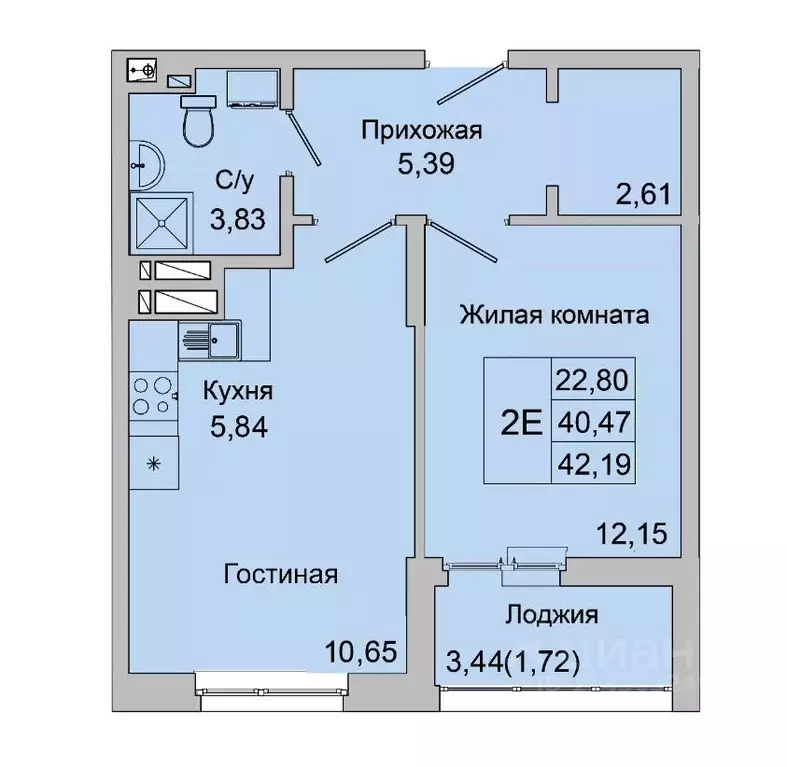 2-к кв. Ростовская область, Батайск ул. Булгакова, 11 (42.19 м) - Фото 1
