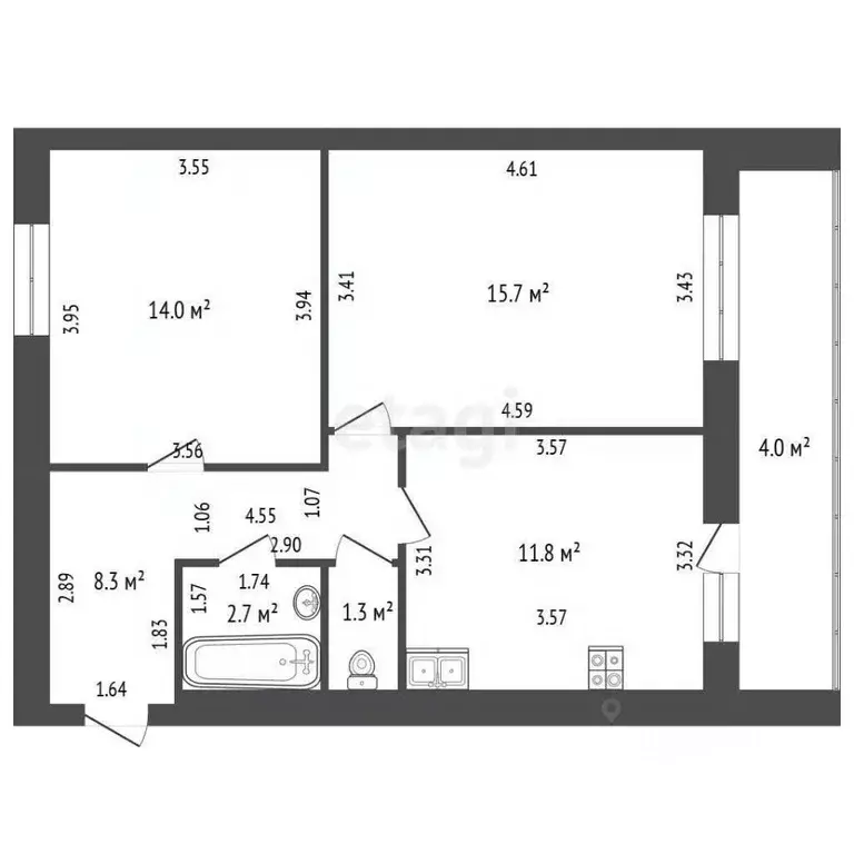 2-к кв. Мордовия, Саранск ул. Ульянова, 97 (53.8 м) - Фото 1