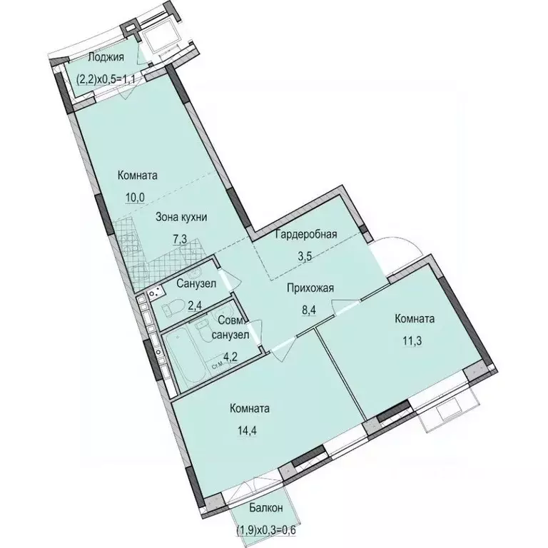 3-к кв. Татарстан, Казань Ферма-2 жилмассив,  (63.2 м) - Фото 0