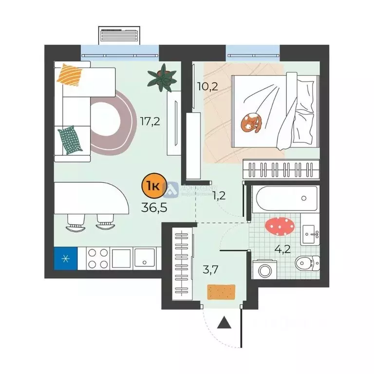 1-к кв. Тюменская область, Тюмень ул. Надежды Шалагиной, 4 (36.5 м) - Фото 1