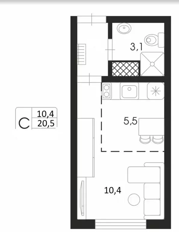 Студия Санкт-Петербург ул. Пейзажная, 30 (20.5 м) - Фото 1