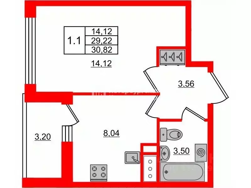 1-к кв. Санкт-Петербург Дальневосточный просп., 19к1 (31.0 м) - Фото 2