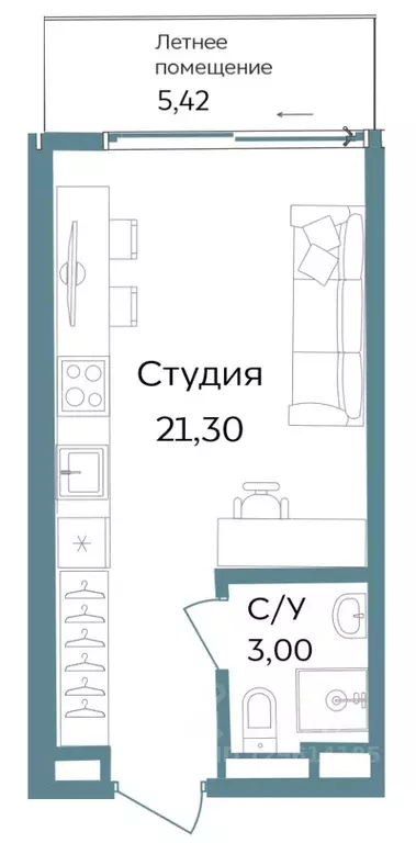 Студия Крым, Саки ул. Морская (29.72 м) - Фото 0