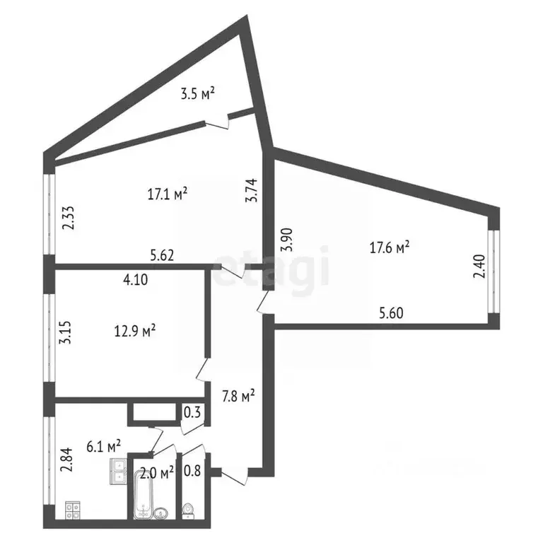 3-к кв. Санкт-Петербург Серебристый бул., 24К2 (68.1 м) - Фото 1