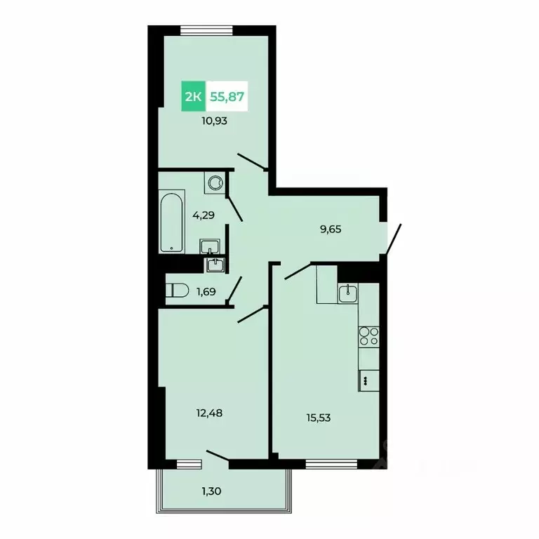 2-к кв. Ростовская область, Аксайский район, Щепкинское с/пос, пос. ... - Фото 1