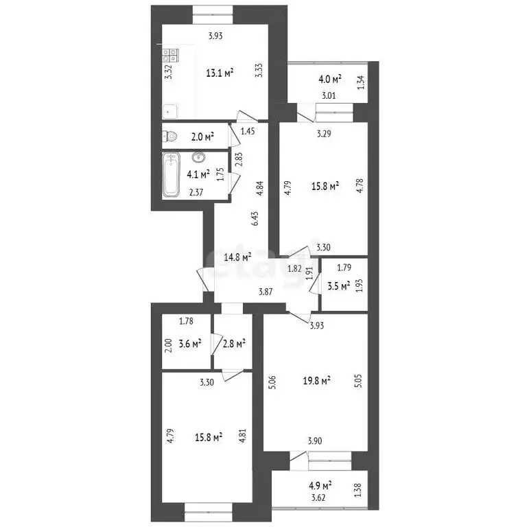3-комнатная квартира: Орёл, бульвар Молодёжи, 16 (95.3 м) - Фото 1