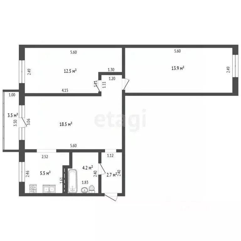 3-к кв. Калининградская область, Калининград Лесопильная ул., 57 (57.3 ... - Фото 2