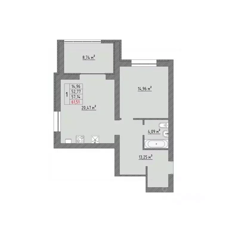 2-к кв. Ивановская область, Иваново Кооперативная ул., 3 (61.51 м) - Фото 1