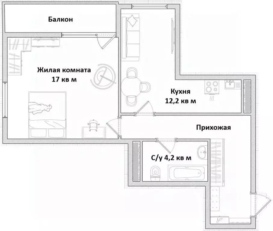 1-к кв. Московская область, Люберцы городской округ, Малаховка пгт, ... - Фото 2