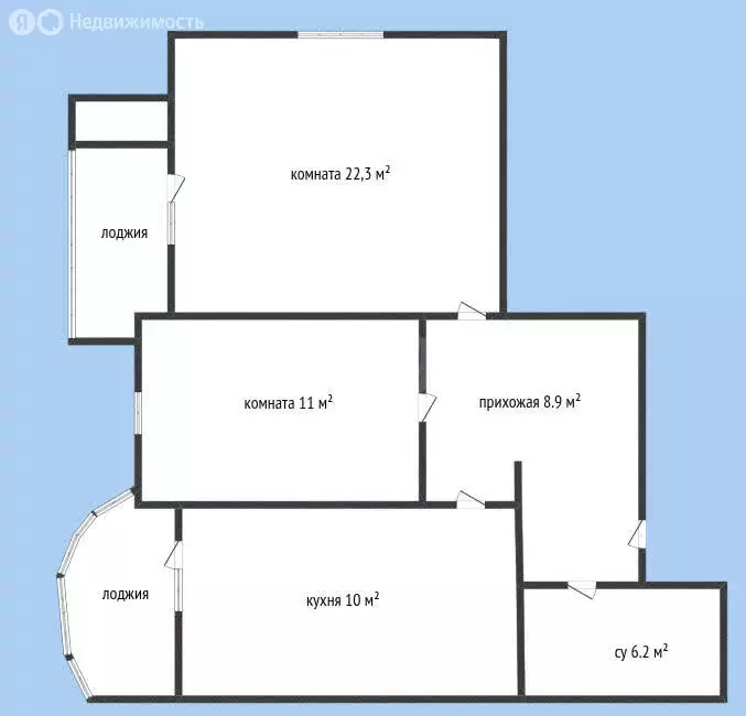 2-комнатная квартира: Новороссийск, улица Хворостянского, 27к1 (61.7 ... - Фото 1