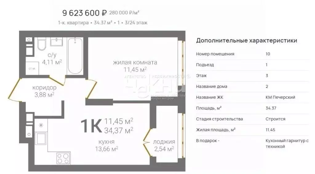 1-к кв. Нижегородская область, Нижний Новгород KM Печерский жилой ... - Фото 2
