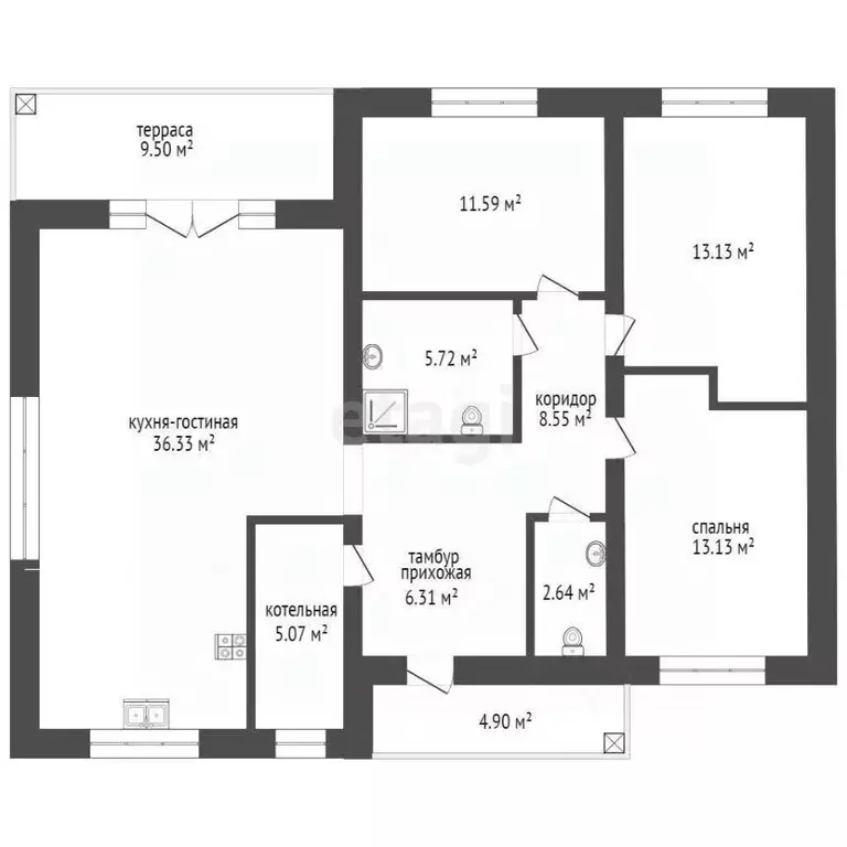 Дом в Тюменская область, Тюменский муниципальный округ, д. Малиновка, ... - Фото 2