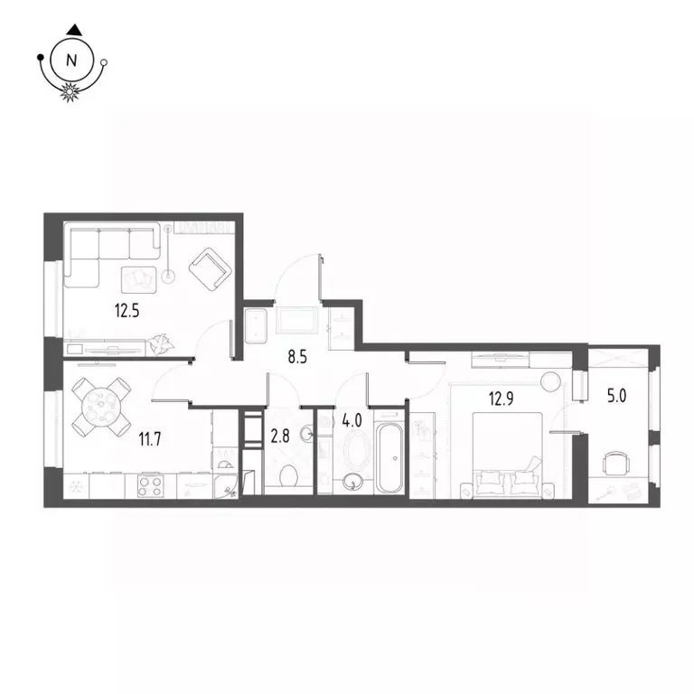 2-к кв. Омская область, Омск Зеленая река мкр, 1 (54.9 м) - Фото 0