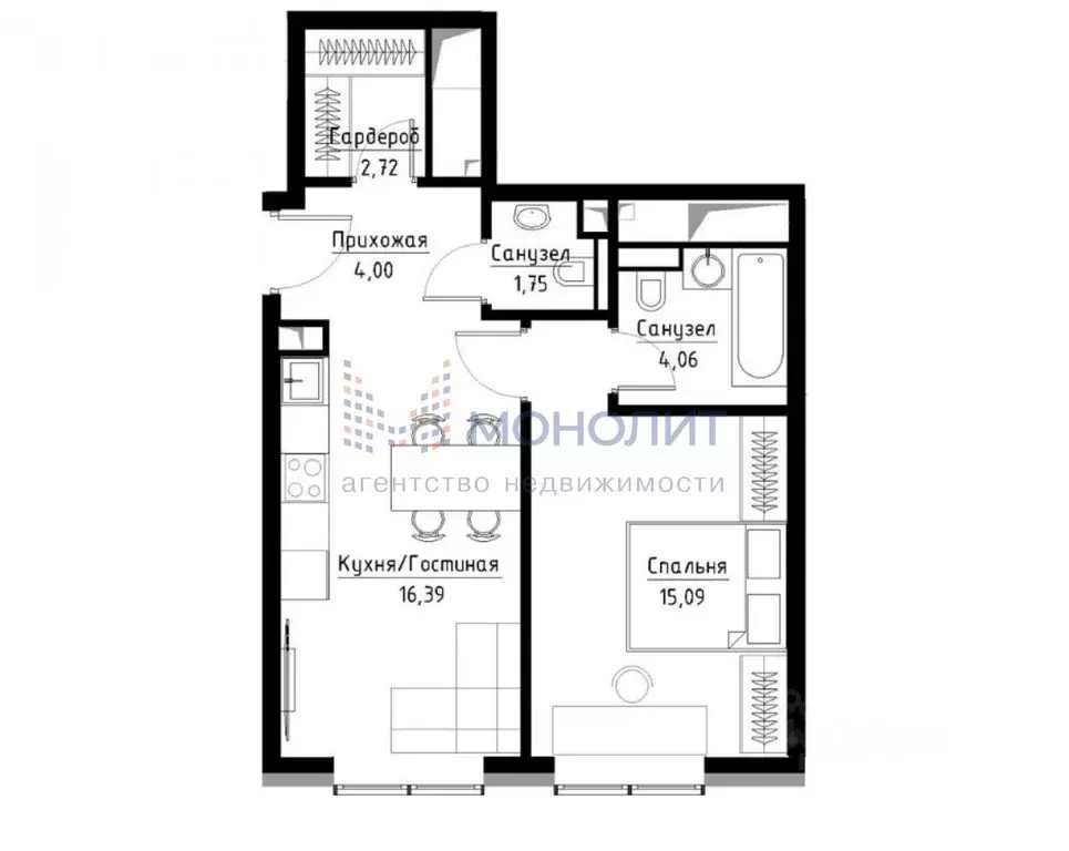 1-к кв. Москва Волгоградский просп., 32/3к4 (44.0 м) - Фото 2