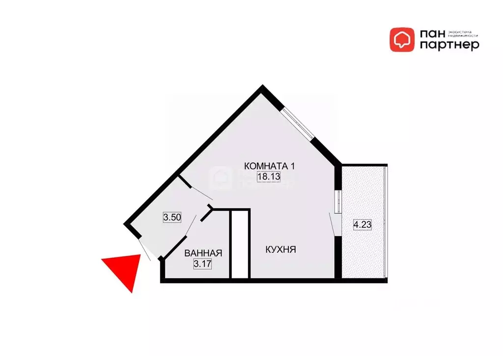 Студия Санкт-Петербург ул. Плесецкая, 10 (24.8 м) - Фото 1