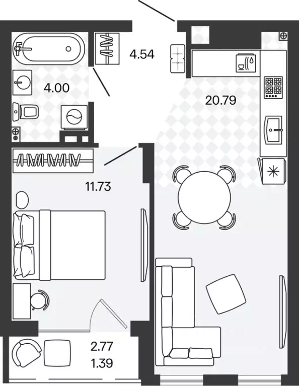 1-к кв. Калининградская область, Гурьевский муниципальный округ, пос. ... - Фото 0