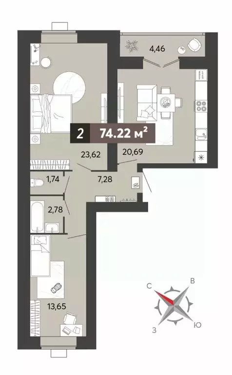 2-к кв. Пензенская область, Пенза ул. 8 Марта, 31к5 (74.22 м) - Фото 0