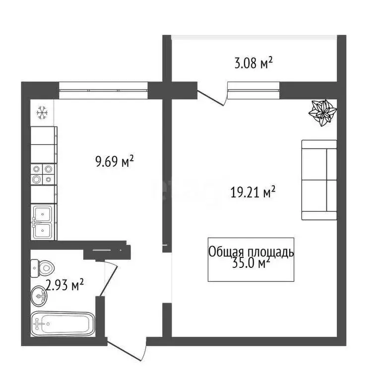 1-комнатная квартира: Новосибирск, улица Фадеева, 66 (35 м) - Фото 0