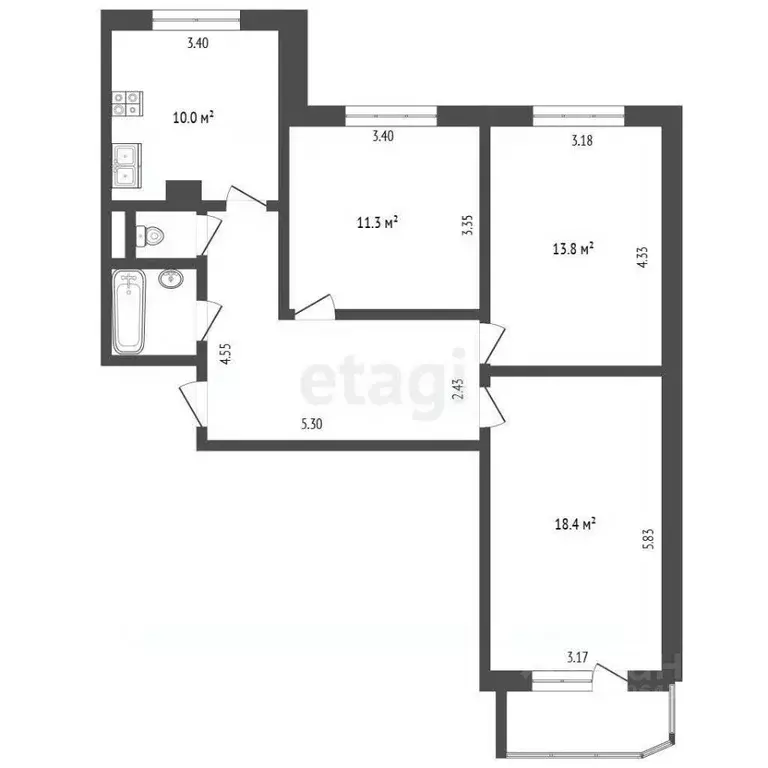3-к кв. Москва Новокосинская ул., 28 (73.5 м) - Фото 1