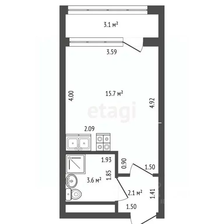 Студия Санкт-Петербург Планерная ул., 99 (21.4 м) - Фото 2