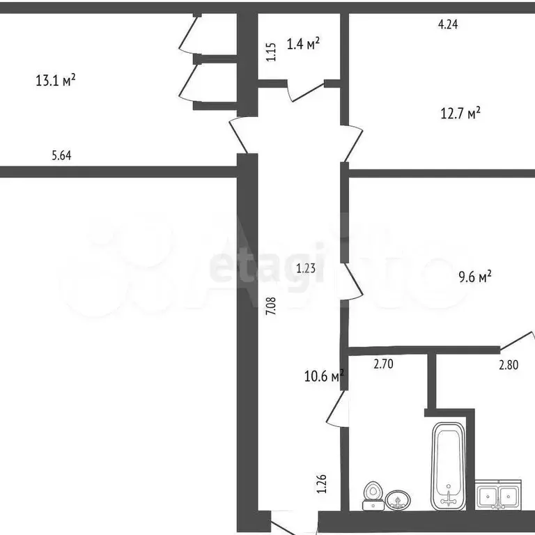 3-к. квартира, 59,2 м, 5/5 эт. - Фото 1