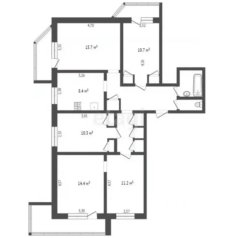 5-к кв. Новосибирская область, Новосибирск ул. Лескова, 252 (89.3 м) - Фото 1