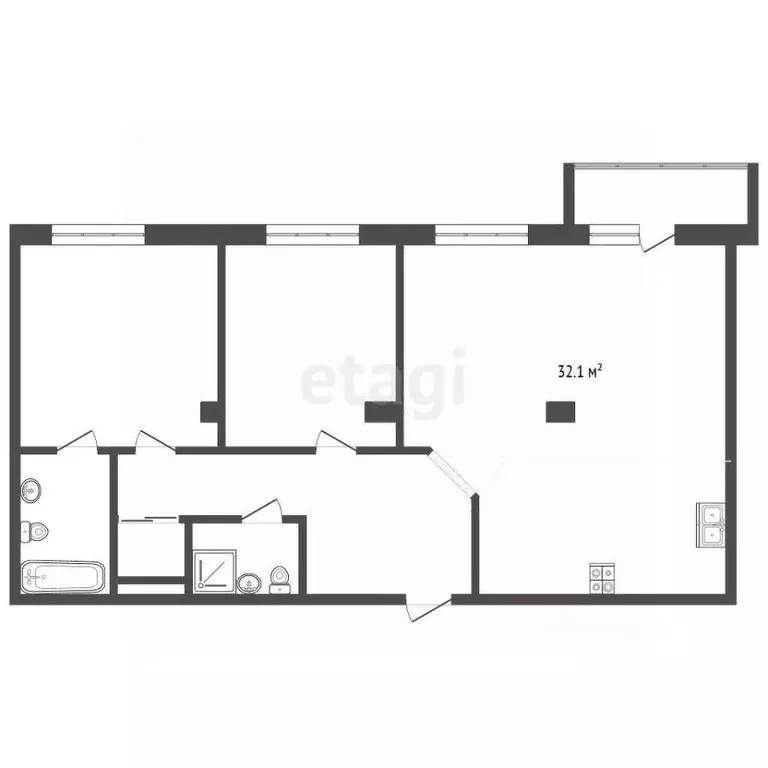 2-к кв. Ханты-Мансийский АО, Ханты-Мансийск Комсомольская ул., 56 ... - Фото 2
