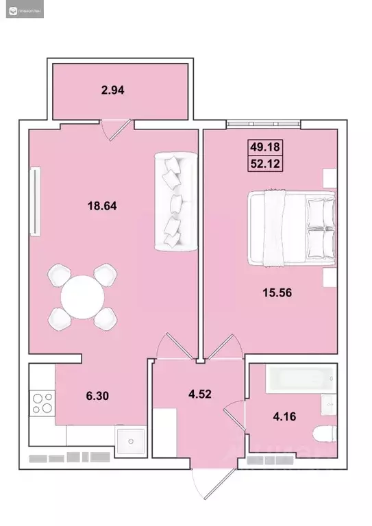 2-к кв. Иркутская область, Иркутск Ново-Ленино мкр,  (52.12 м) - Фото 1