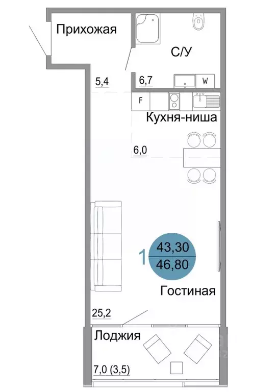 1-к кв. Крым, Керчь Белый город жилой комплекс (46.8 м) - Фото 0