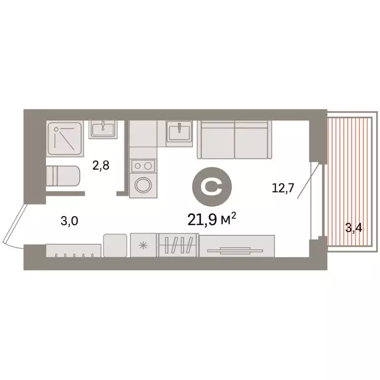 Квартира-студия: Екатеринбург, жилой район Сортировочный, микрорайон ... - Фото 2