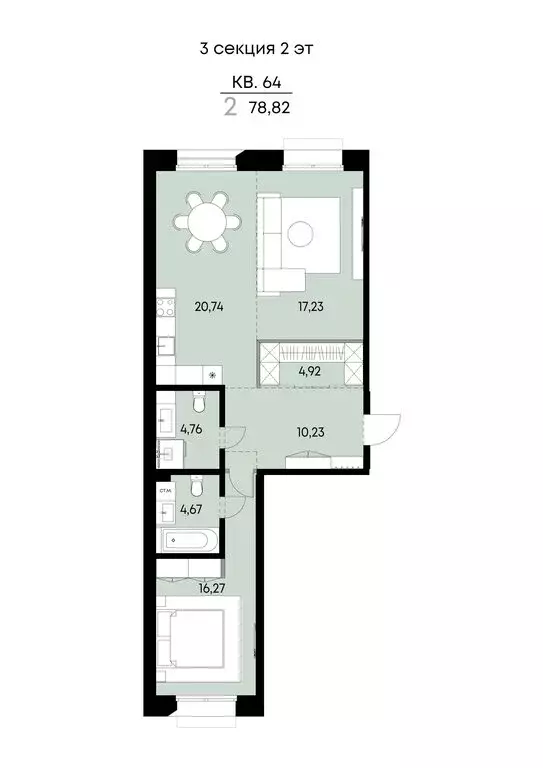 2-комнатная квартира: Иркутск, улица Лебедева-Кумача, 25 (78.82 м) - Фото 1